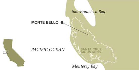地図：サンタ・クルーズ・マウンテンズ Santa Cruz Mountains